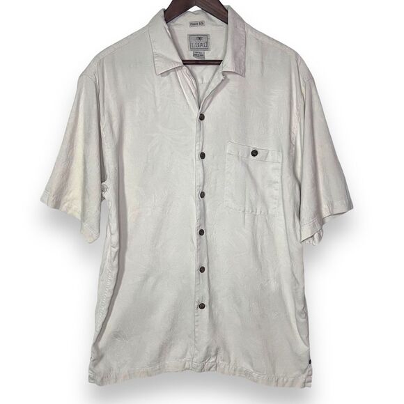 Luau Finest Silk Men's Button Down Short Sleeve Shirt Tropical Beachy Mens Large - Picture 1 of 6